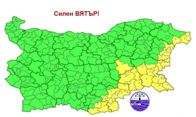 Силен вятър предизвиква обявяване на жълт код в Източните и Южните райони на България